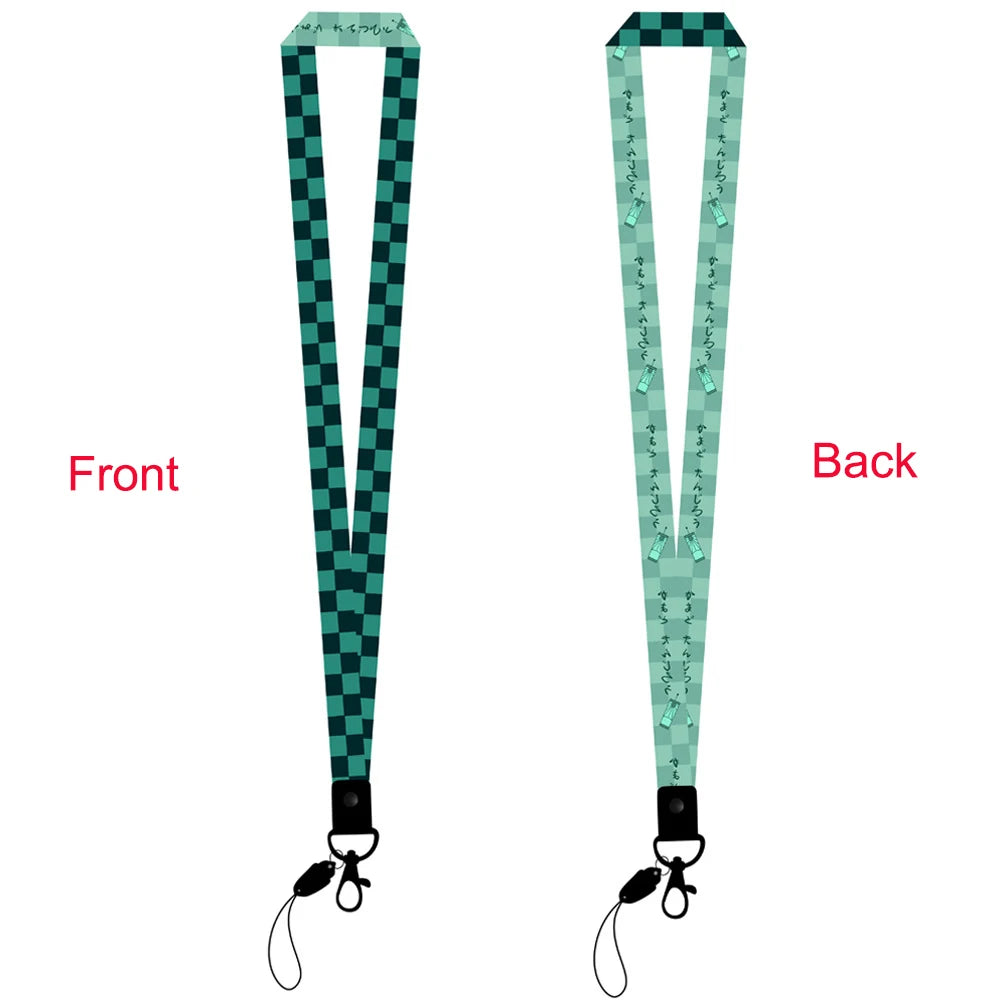 Cute Anime Kimetsu No Yaiba Demon Slayer Lanyard Keychain ID Card Pass Gym Phone Holder Key Ring for Men and Women