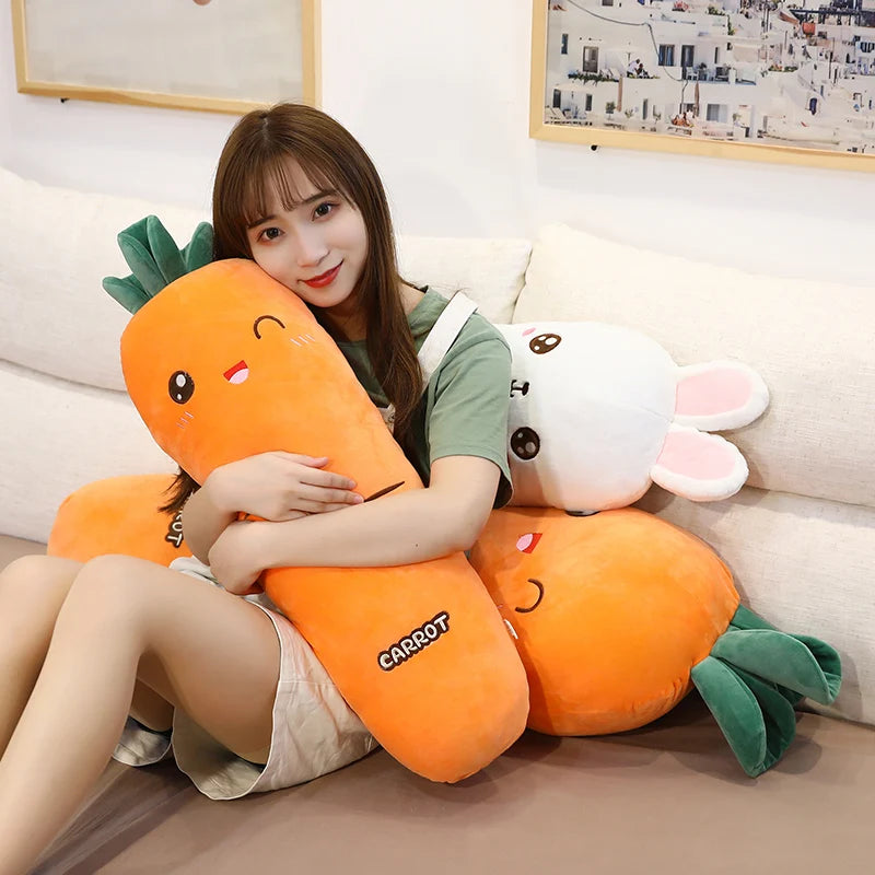 1.1M Long Rectangle Carrot Bunny Plush Pillow Stuffed Soft Bed Pregnant Pinch Leg Pillow Sleeping Boyfriend Throw Pillow Gift
