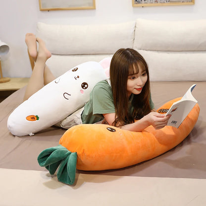 1.1M Long Rectangle Carrot Bunny Plush Pillow Stuffed Soft Bed Pregnant Pinch Leg Pillow Sleeping Boyfriend Throw Pillow Gift