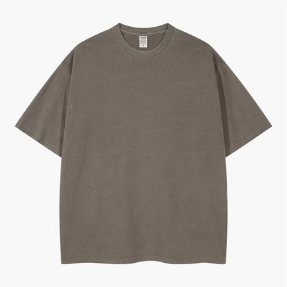 ZODF 2024 Summer Men 200gsm Washed Cotton Solid T Shirts Loose Unisex Male Casual Basic Comfortable T-Shirt Brand Tees HY0254