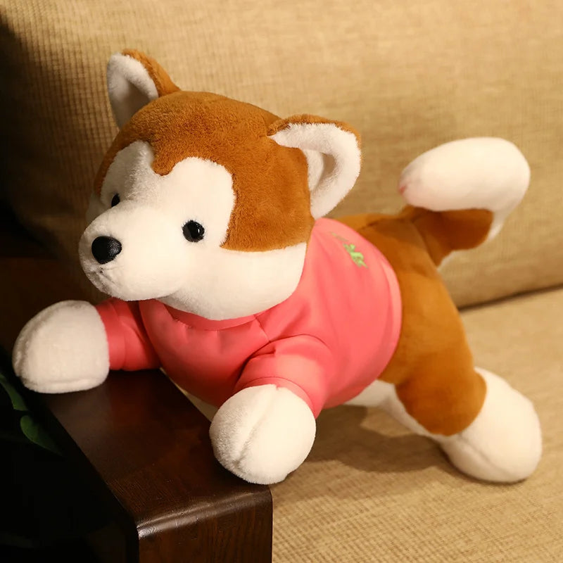 Japan Akita Canis lupus Dog Plush Toy Stuffed Soft Touch Long Plush Lifelike Shiba Inu Dog Doll Birthday Gift for Boy Present