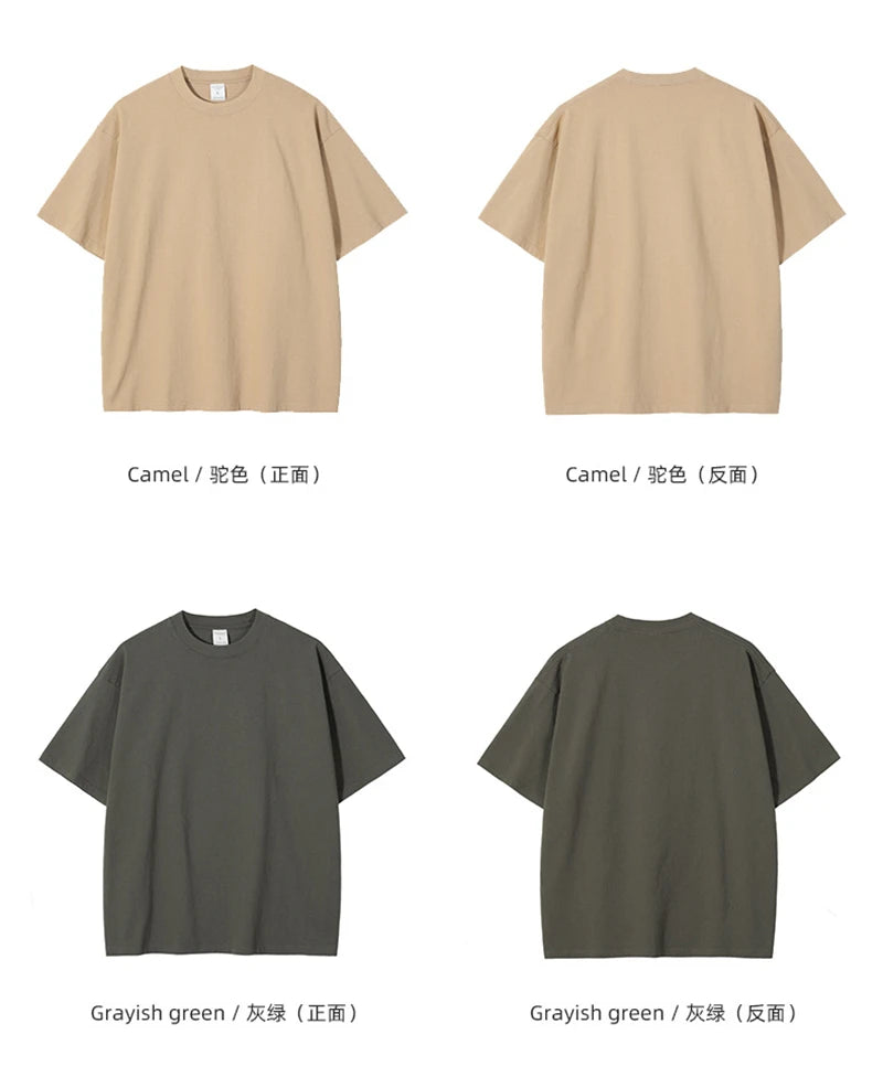 ZODF Fashion Spring Summer Washed Solid T Shirts For Men Loose Unisex 310gsm Cotton Heavy Weight T-Shirt Brand Tops HY0064