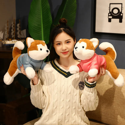 Japan Akita Canis lupus Dog Plush Toy Stuffed Soft Touch Long Plush Lifelike Shiba Inu Dog Doll Birthday Gift for Boy Present