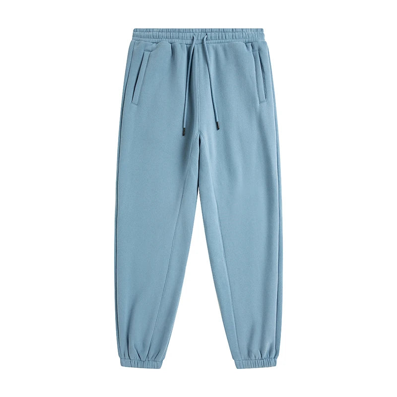 ZODF Unisex 345gsm Fleece Sweatpants Loose Fit Retro Hip Hop Winter Joggers HY0005 - Mid blue / XXL / China Mainland