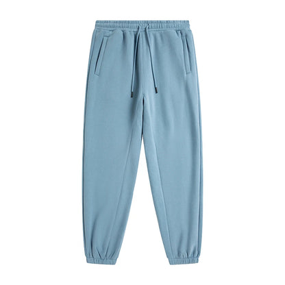 ZODF Unisex 345gsm Fleece Sweatpants Loose Fit Retro Hip Hop Winter Joggers HY0005 - Mid blue / XXL / China Mainland