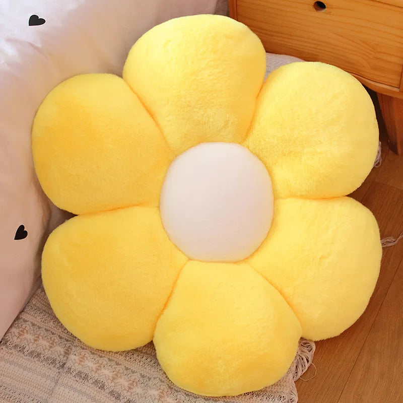 Long Plush Sunflower Pillow Stuffed Flower Shape Floor Mat Baby Game Mat Home Playmat Soft Plant Flower Throw Pillow Cushion