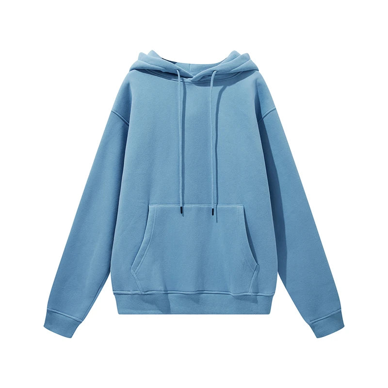 ZODF New Winter Men Basic Thick Fleece 345gsm Hoodies Casual Loose Hip Hop Unisex Hooded Sweatshirt Pullovers Tracksuits HY0010