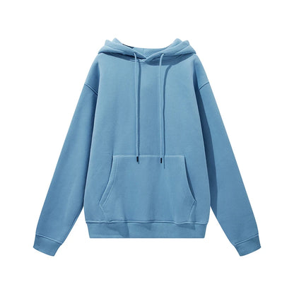 ZODF New Winter Men Basic Thick Fleece 345gsm Hoodies Casual Loose Hip Hop Unisex Hooded Sweatshirt Pullovers Tracksuits HY0010