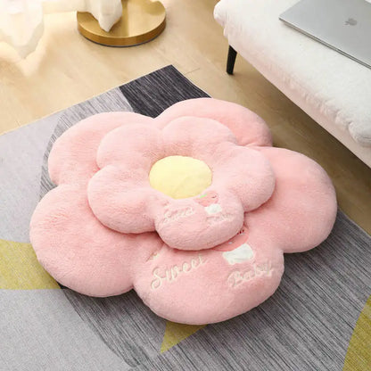 Long Plush Sunflower Pillow Stuffed Flower Shape Floor Mat Baby Game Mat Home Playmat Soft Plant Flower Throw Pillow Cushion