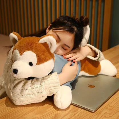 Japan Akita Canis lupus Dog Plush Toy Stuffed Soft Touch Long Plush Lifelike Shiba Inu Dog Doll Birthday Gift for Boy Present