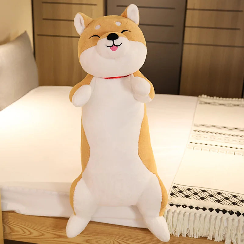 60-100CM Cute Shiba Inu & Husky Dog Plush Toys Long Animals Sleep Pillow Office Nap Pillow birthday Gift for Boy Girls