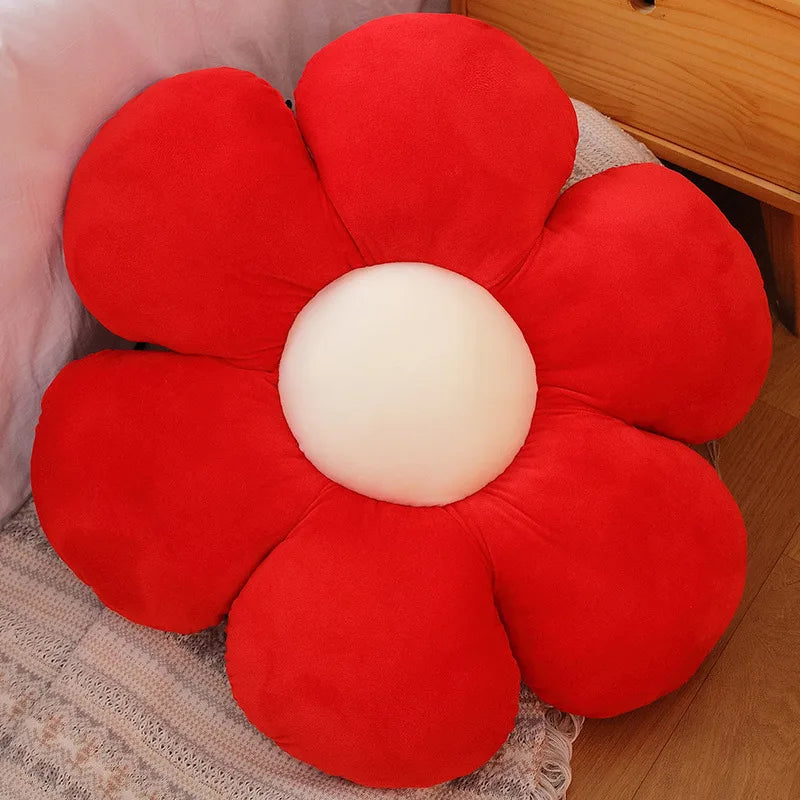 Long Plush Sunflower Pillow Stuffed Flower Shape Floor Mat Baby Game Mat Home Playmat Soft Plant Flower Throw Pillow Cushion