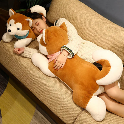 Japan Akita Canis lupus Dog Plush Toy Stuffed Soft Touch Long Plush Lifelike Shiba Inu Dog Doll Birthday Gift for Boy Present
