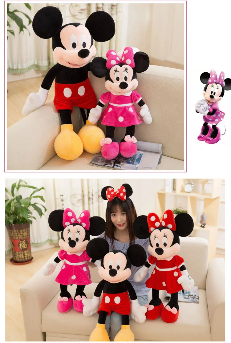 30-70cm Classic Minnie Mickey Mouse Kawaii Stuffed Plush Toys Children Throw Pillow Doll Birthday Girlfriend Girl Couples Gift