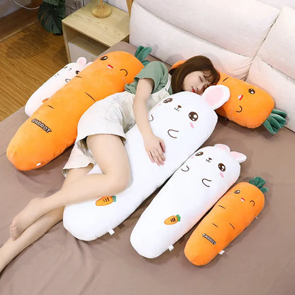 1.1M Long Rectangle Carrot Bunny Plush Pillow Stuffed Soft Bed Pregnant Pinch Leg Pillow Sleeping Boyfriend Throw Pillow Gift