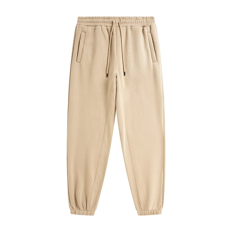ZODF Unisex 345gsm Fleece Sweatpants Loose Fit Retro Hip Hop Winter Joggers HY0005 - Khaki / XXL / China Mainland