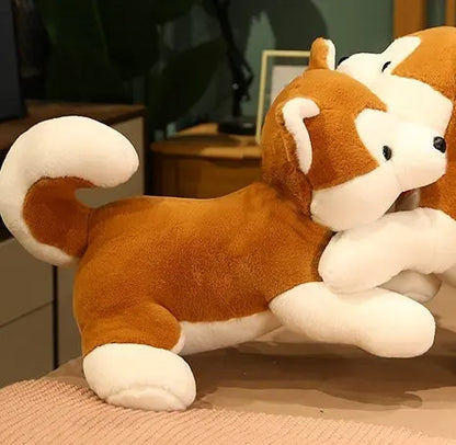 Japan Akita Canis lupus Dog Plush Toy Stuffed Soft Touch Long Plush Lifelike Shiba Inu Dog Doll Birthday Gift for Boy Present
