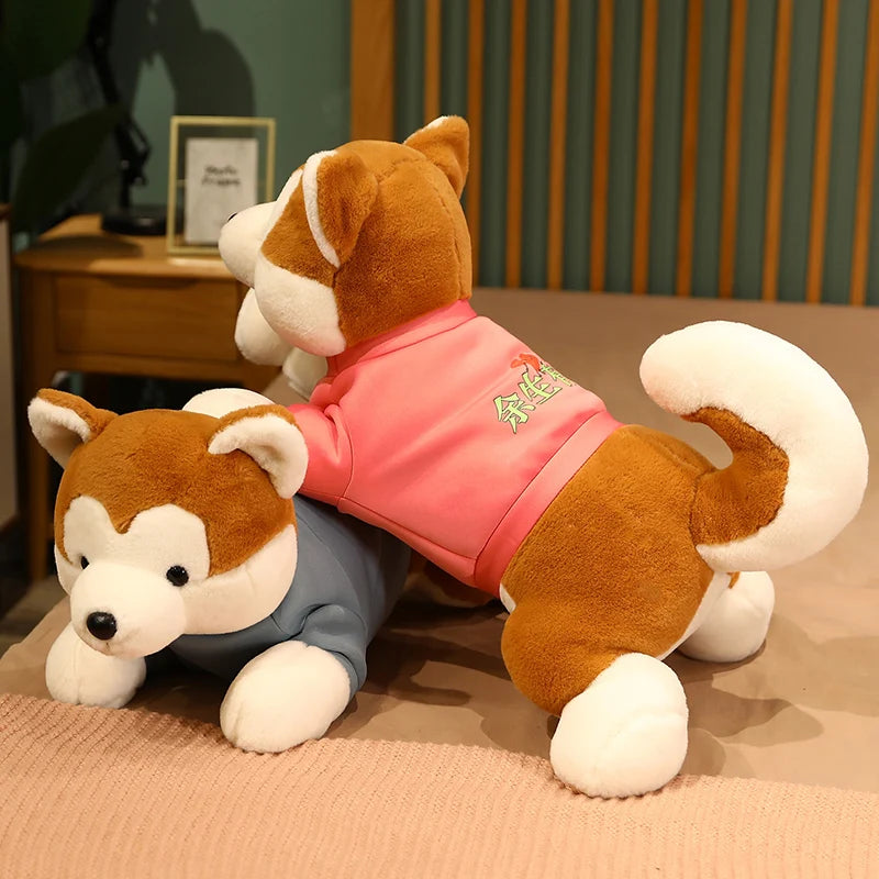 Japan Akita Canis lupus Dog Plush Toy Stuffed Soft Touch Long Plush Lifelike Shiba Inu Dog Doll Birthday Gift for Boy Present
