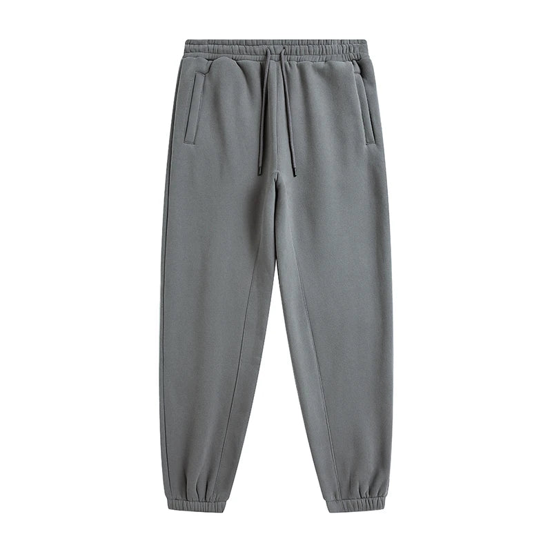 ZODF Unisex 345gsm Fleece Sweatpants Loose Fit Retro Hip Hop Winter Joggers HY0005 - GRAY / XXL / China Mainland