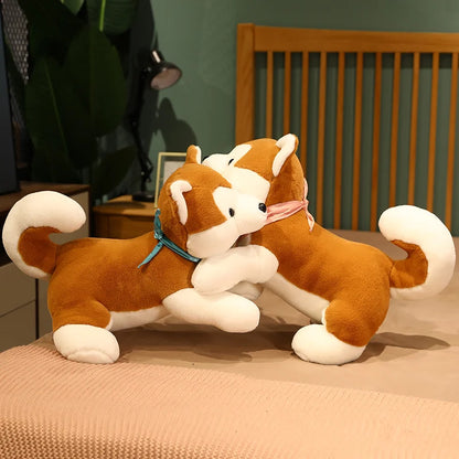 Japan Akita Canis lupus Dog Plush Toy Stuffed Soft Touch Long Plush Lifelike Shiba Inu Dog Doll Birthday Gift for Boy Present