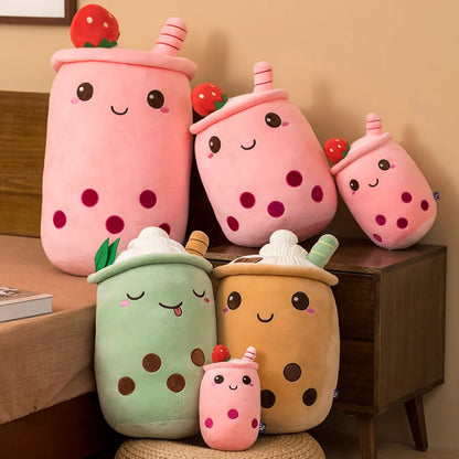 25-70cm Cartoon Fruit Bubble Tea Cup pillow stuffed soft Drink Apple Milk Tea back cushion fast food gifts for kids birthday