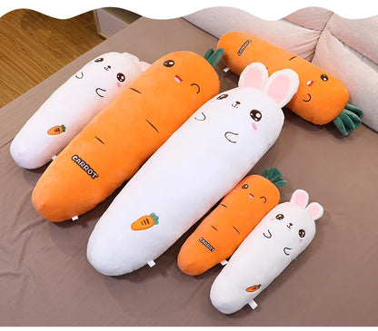 1.1M Long Rectangle Carrot Bunny Plush Pillow Stuffed Soft Bed Pregnant Pinch Leg Pillow Sleeping Boyfriend Throw Pillow Gift