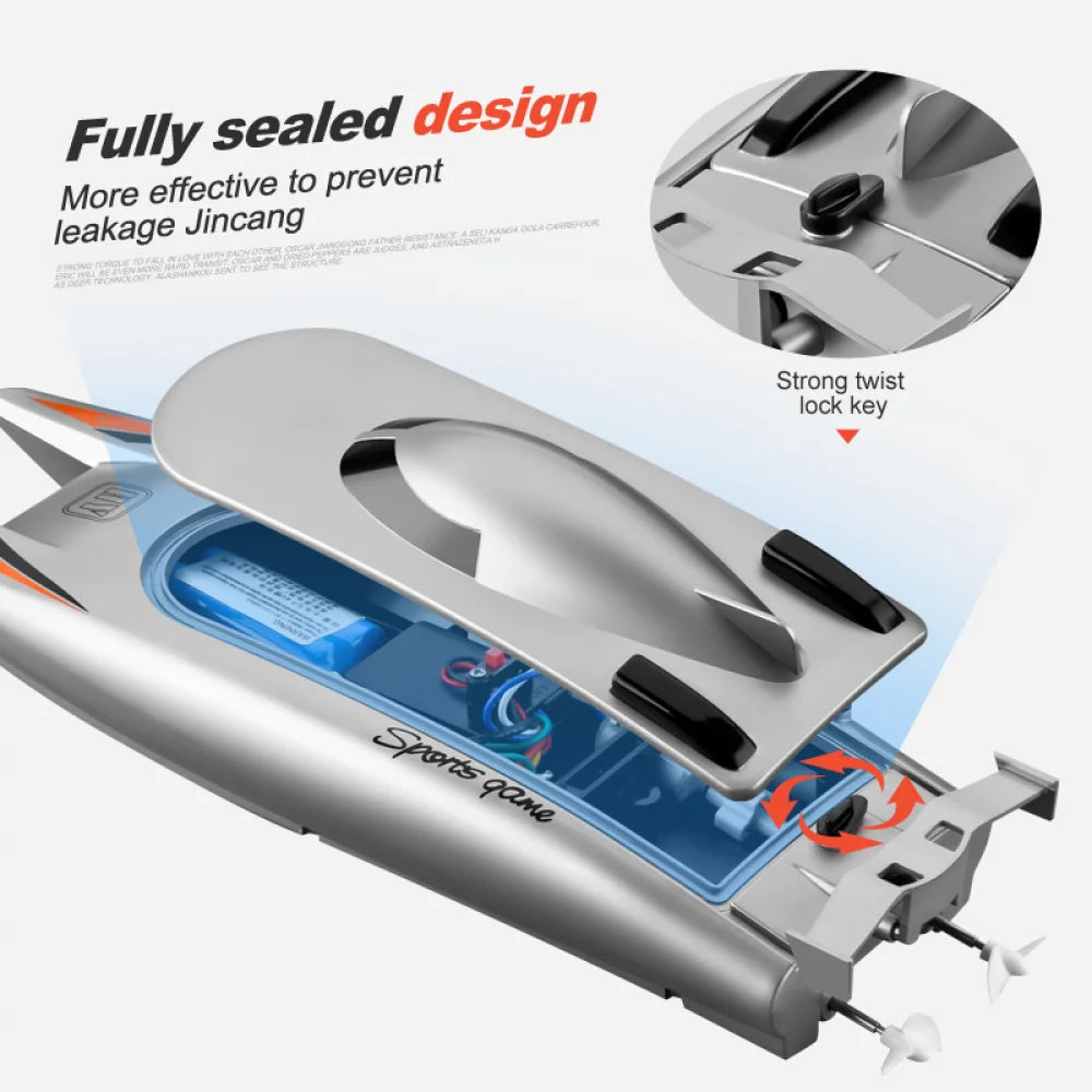 30km/H Racing Boat 2.4G RC High Speed Dual Motor Waterproof Speedboat 20min Runtime Boys Christmas Gift