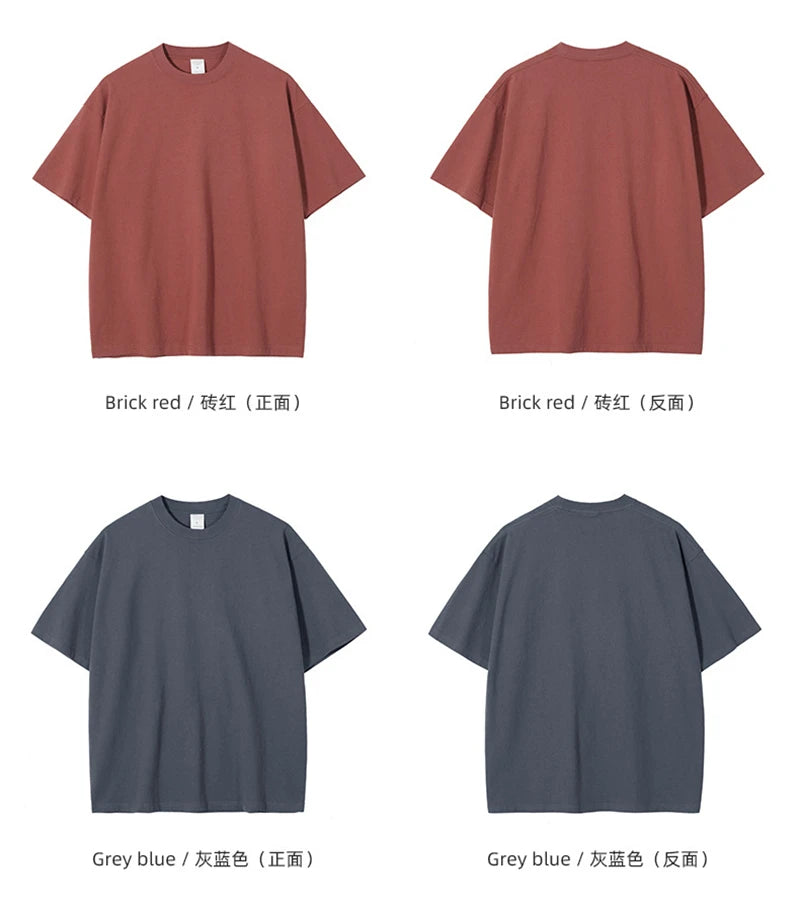 ZODF Fashion Spring Summer Washed Solid T Shirts For Men Loose Unisex 310gsm Cotton Heavy Weight T-Shirt Brand Tops HY0064