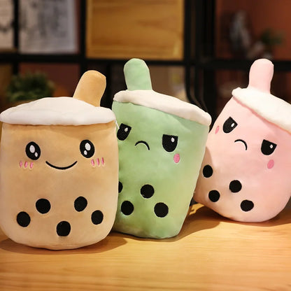 1pc Reversible Boba Plush Toys Double-Sided Bubble Tea Baby  Cuddly Doll Stuffed Two-sided Boba Milk Tea Toy Xmas Gifts for Kids