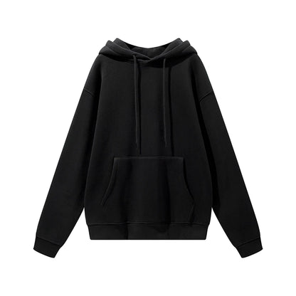 ZODF New Winter Men Basic Thick Fleece 345gsm Hoodies Casual Loose Hip Hop Unisex Hooded Sweatshirt Pullovers Tracksuits HY0010