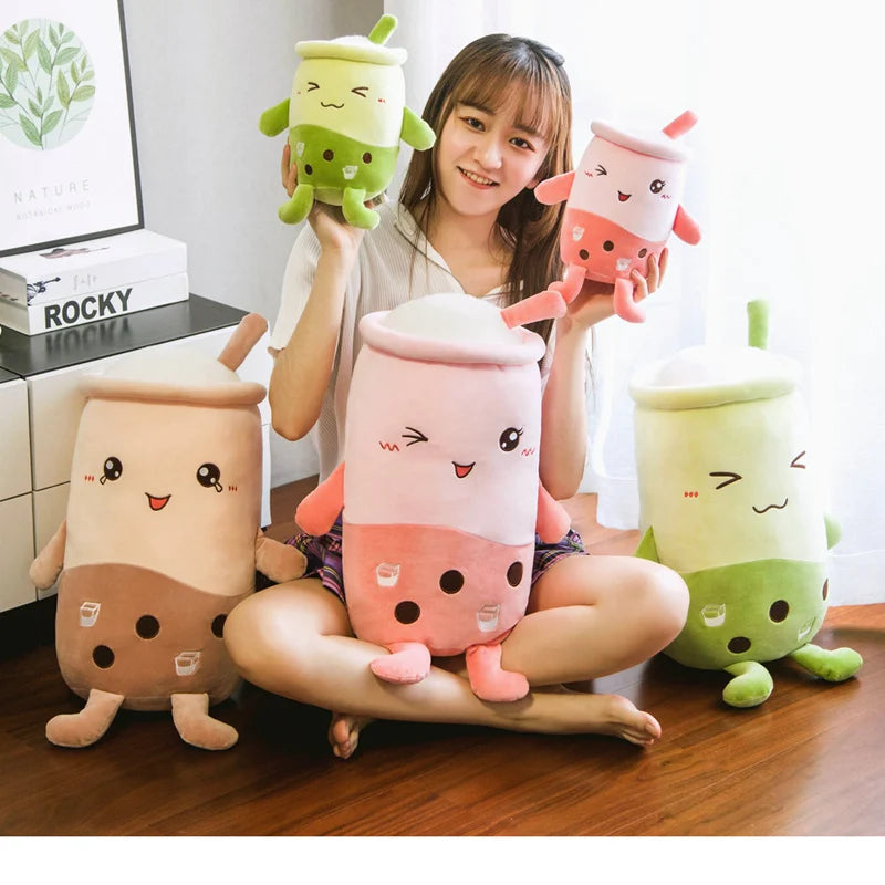 25-70cm Cartoon Fruit Bubble Tea Cup pillow stuffed soft Drink Apple Milk Tea back cushion fast food gifts for kids birthday