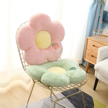 Long Plush Sunflower Pillow Stuffed Flower Shape Floor Mat Baby Game Mat Home Playmat Soft Plant Flower Throw Pillow Cushion