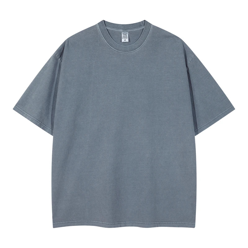 ZODF 2024 Summer Men 200gsm Washed Cotton Solid T Shirts Loose Unisex Male Casual Basic Comfortable T-Shirt Brand Tees HY0254