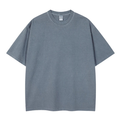 ZODF 2024 Summer Men 200gsm Washed Cotton Solid T Shirts Loose Unisex Male Casual Basic Comfortable T-Shirt Brand Tees HY0254