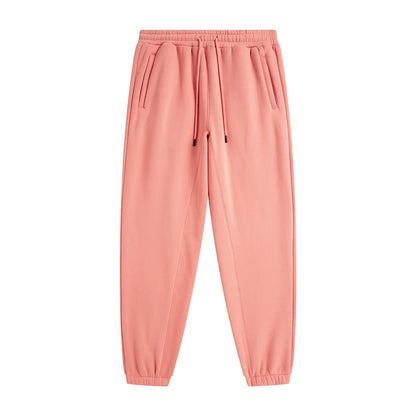 ZODF Unisex 345gsm Fleece Sweatpants Loose Fit Retro Hip Hop Winter Joggers HY0005 - Pink / XXL / China Mainland