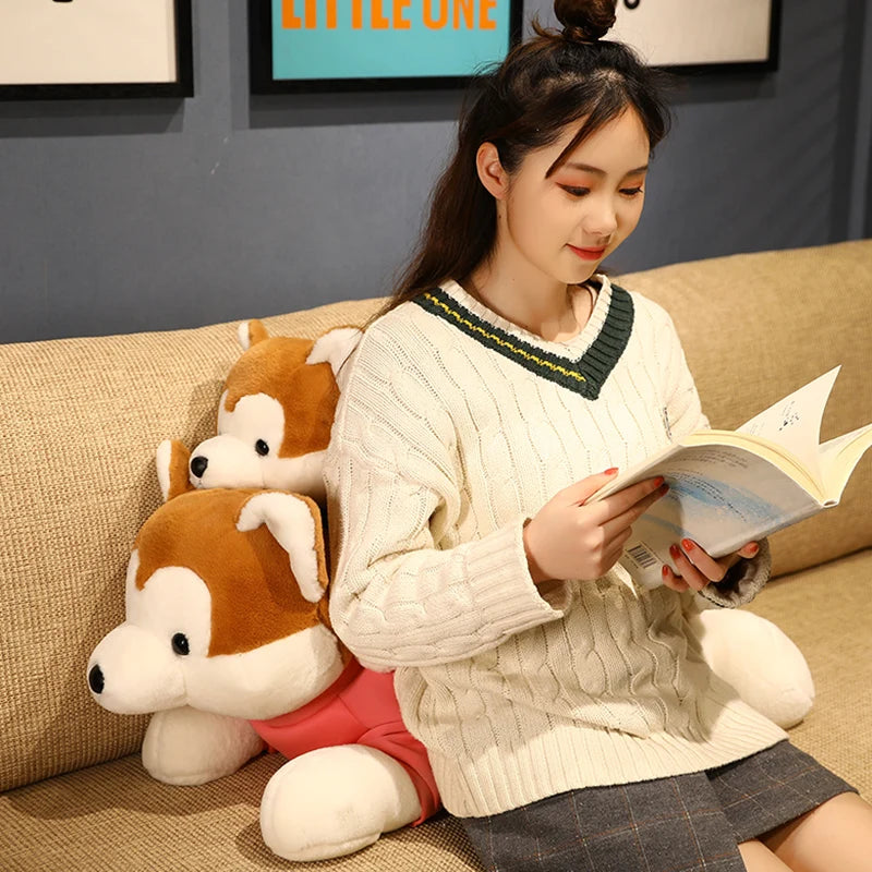 Japan Akita Canis lupus Dog Plush Toy Stuffed Soft Touch Long Plush Lifelike Shiba Inu Dog Doll Birthday Gift for Boy Present