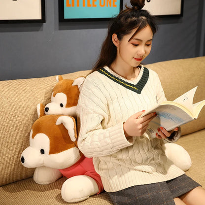Japan Akita Canis lupus Dog Plush Toy Stuffed Soft Touch Long Plush Lifelike Shiba Inu Dog Doll Birthday Gift for Boy Present