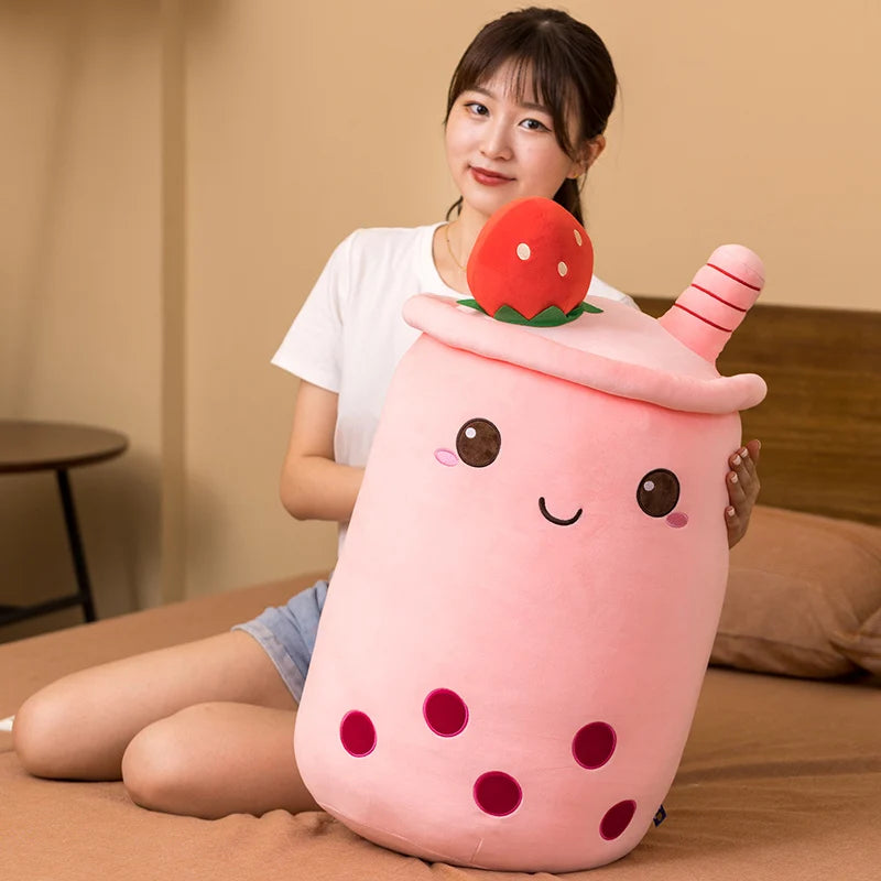 25-70cm Cartoon Fruit Bubble Tea Cup pillow stuffed soft Drink Apple Milk Tea back cushion fast food gifts for kids birthday