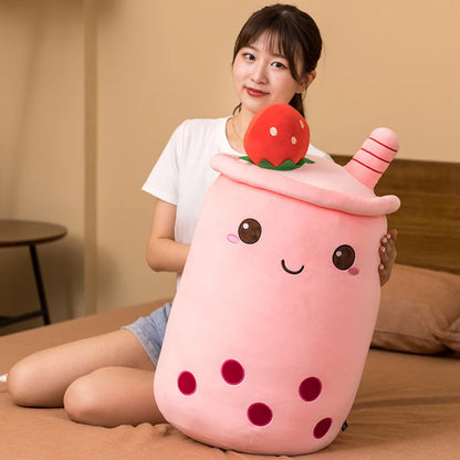 25-70cm Cartoon Fruit Bubble Tea Cup pillow stuffed soft Drink Apple Milk Tea back cushion fast food gifts for kids birthday