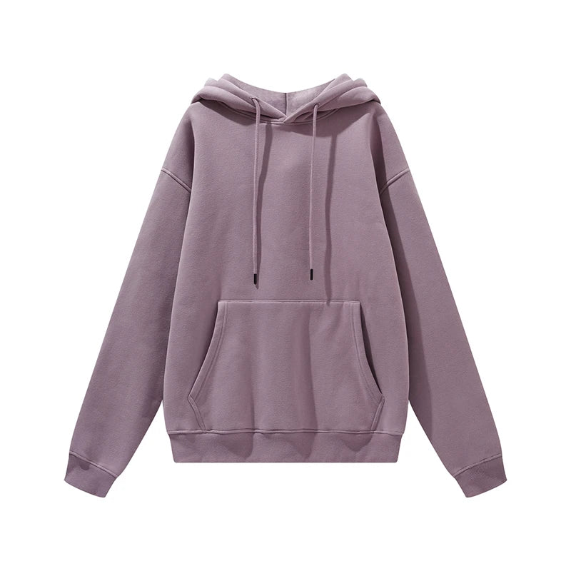 ZODF New Winter Men Basic Thick Fleece 345gsm Hoodies Casual Loose Hip Hop Unisex Hooded Sweatshirt Pullovers Tracksuits HY0010