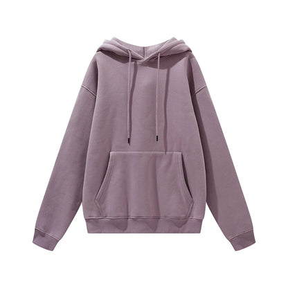ZODF New Winter Men Basic Thick Fleece 345gsm Hoodies Casual Loose Hip Hop Unisex Hooded Sweatshirt Pullovers Tracksuits HY0010