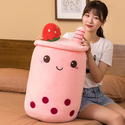 25-70cm Cartoon Fruit Bubble Tea Cup pillow stuffed soft Drink Apple Milk Tea back cushion fast food gifts for kids birthday
