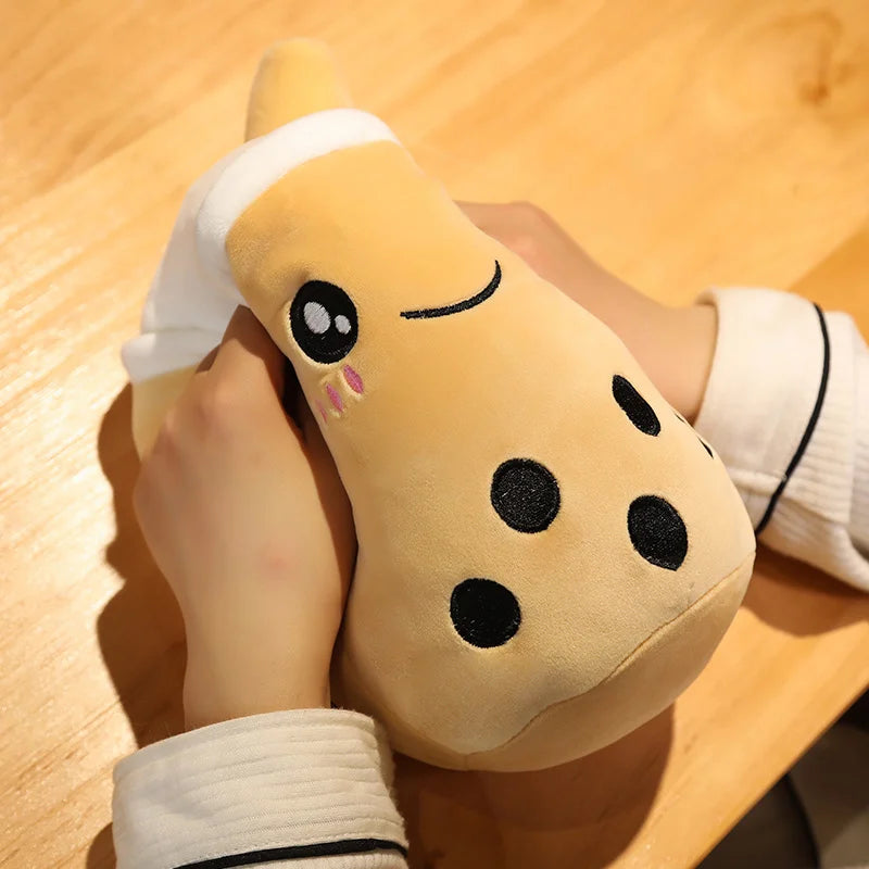 1pc Reversible Boba Plush Toys Double-Sided Bubble Tea Baby  Cuddly Doll Stuffed Two-sided Boba Milk Tea Toy Xmas Gifts for Kids