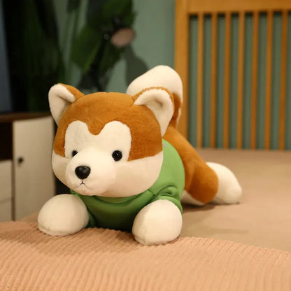 Japan Akita Canis lupus Dog Plush Toy Stuffed Soft Touch Long Plush Lifelike Shiba Inu Dog Doll Birthday Gift for Boy Present