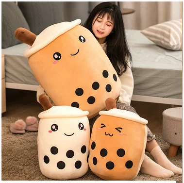 25-70cm Cartoon Fruit Bubble Tea Cup pillow stuffed soft Drink Apple Milk Tea back cushion fast food gifts for kids birthday