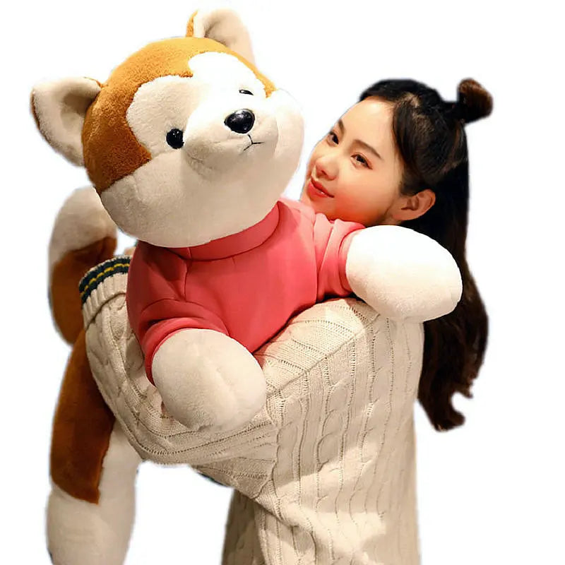 Japan Akita Canis lupus Dog Plush Toy Stuffed Soft Touch Long Plush Lifelike Shiba Inu Dog Doll Birthday Gift for Boy Present