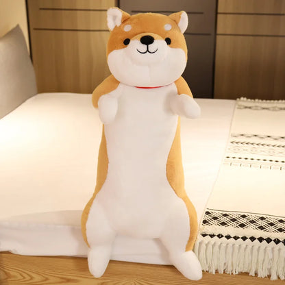 60-100CM Cute Shiba Inu & Husky Dog Plush Toys Long Animals Sleep Pillow Office Nap Pillow birthday Gift for Boy Girls