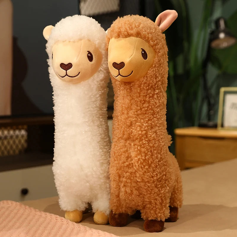 Furry Plush Llama  Alpaca Plush Toy Stuffed Soft Long Plush Lifelike Alpaca Sheep Hug Throw Pillow Animals Nap Sleeping Pillow