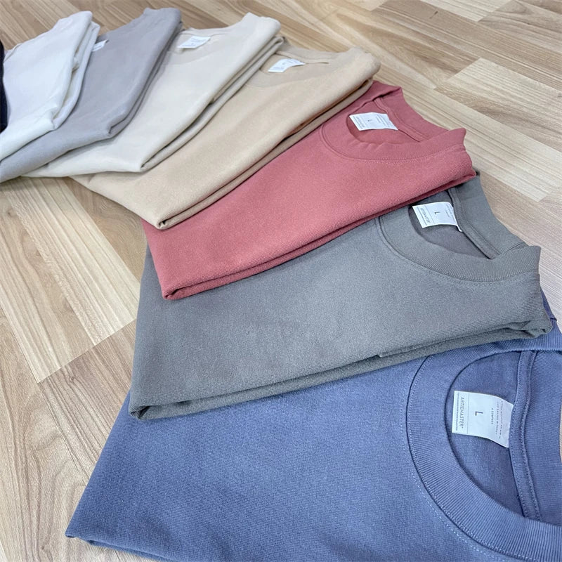 ZODF Fashion Spring Summer Washed Solid T Shirts For Men Loose Unisex 310gsm Cotton Heavy Weight T-Shirt Brand Tops HY0064