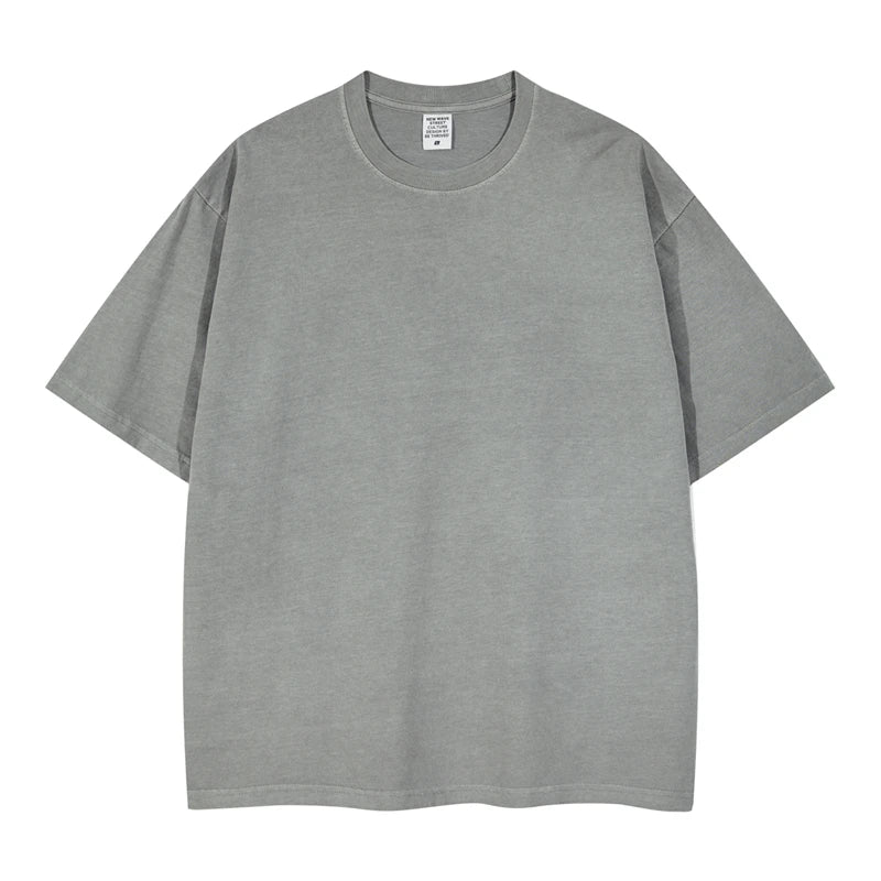 ZODF 2024 Summer Men 200gsm Washed Cotton Solid T Shirts Loose Unisex Male Casual Basic Comfortable T-Shirt Brand Tees HY0254